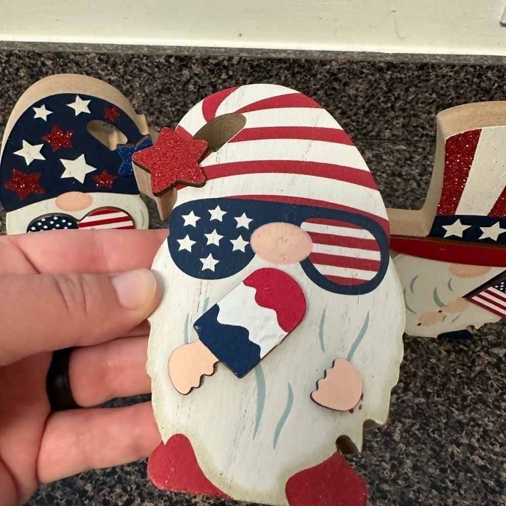 Patriotic Wooden Gnomes Decor Set Tiered Tray Decor - Picture 3 of 5